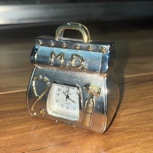 PLATINUM collectible mini M.D. bag clock, Japan movt, quartz